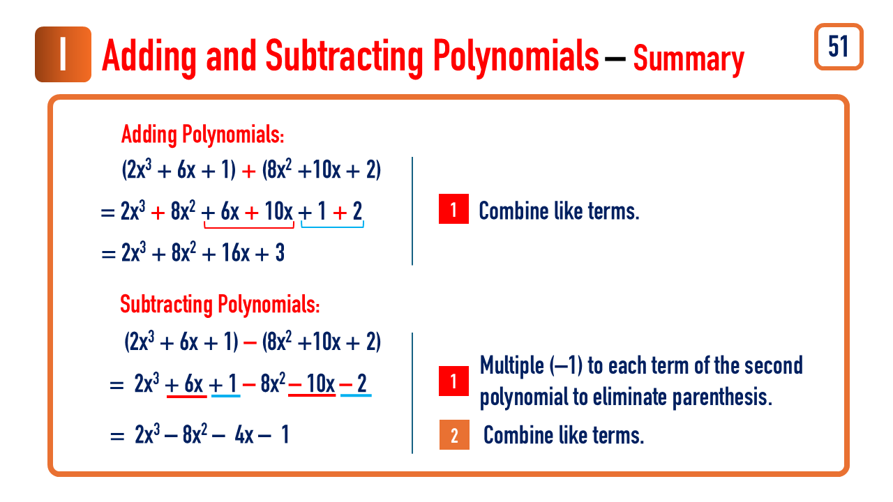 51. Addition and Subtraction of Polynomial(s) | LESSON COURSE 101 - L ...
